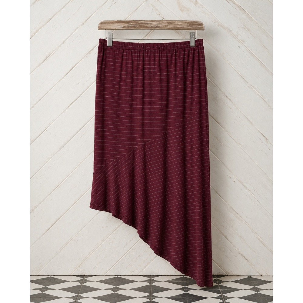Apt. 9 Asymmetrical Burgundy Skirt with Subtle Pin Stripe Pattern, Size XL EUC